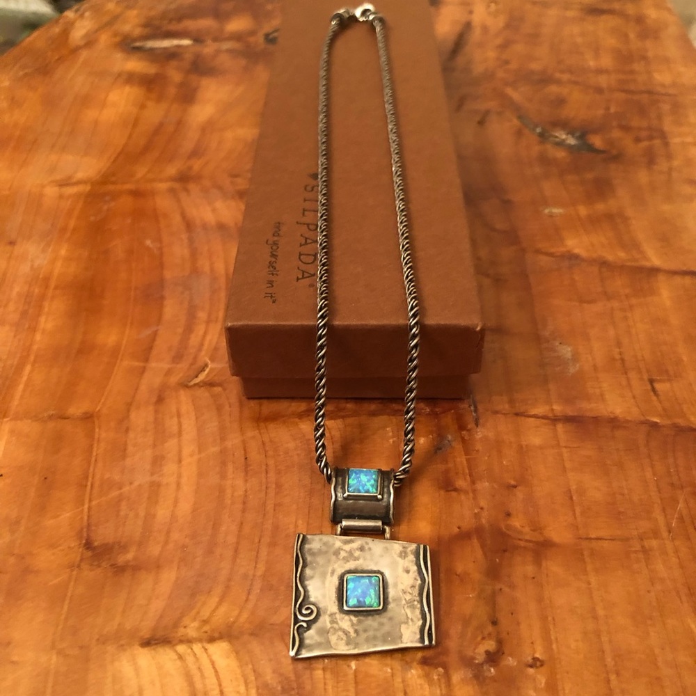 Rare Vintage Silpada Sterling Silver Faux Blue Opal Pendant Necklace N0951 - Picture 8 of 11